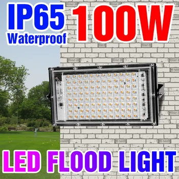 100W LED Prožektorius Šildomi Dėmesio IP65 Vandeniui Sodo Lempos, Lauko Apšvietimas kintamoji srovė 220-240V LED Atšvaitas Potvynių Žiburiai