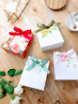 10vnt kawaii gėlių spausdinti vestuvių dovanų maišelių, popieriaus resumable casamento dovanų maišelis su kaspinu dekoro saldainių dėžės, krepšiai tablewares