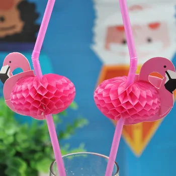 10vnt Šalies Prekių Festivalio Stalo Dekoro 3D Rose Red Korio Girliandą Flamingo Plastiko Šiaudelių Bendable