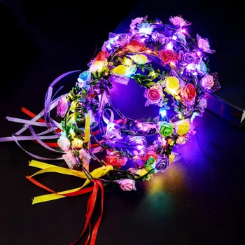 12pcs Vaikams Suaugusiųjų LED lemputės Švyti Gėlių ekrano užsklandą Girliandą Hairband Vainikas Šalis, Gimtadienis, Vestuvės, Kalėdos, Navidad 2023