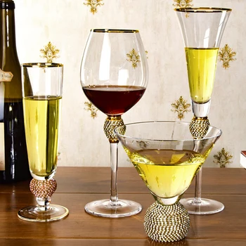 200-600ml Palace Prieinamą Prabanga Goblet Aukso Inkrustacijos Diamond Rankų darbo Kokteilis Šampano, Vyno Taurė Atostogų Dovanų Raudono Vyno taurė