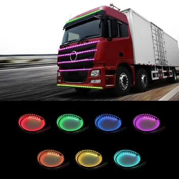 24V 7color LED Mirksi RGB Sunkvežimių, Aplinkos Šviesos Stogo Bamperis Durų Lempos 2M Juostelės Priekabos Sunkvežimių Karavanas Priedai Apdaila