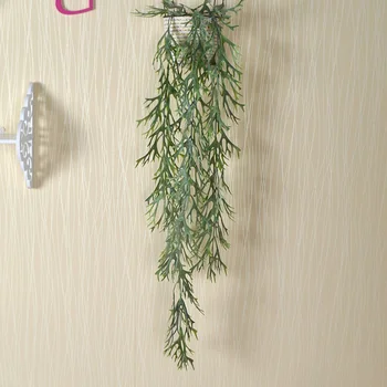 4pcs 1.2 M Dirbtinis kabantys augalai Tika lapų dekoro vynmedžių 3 šakutės plastiko Rotango kabo sienos vestuvių dekoravimas namuose netikrą žolės