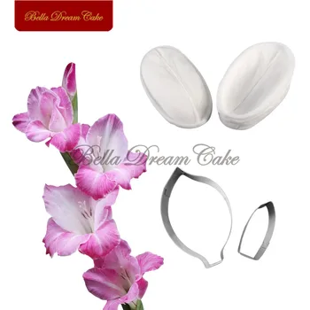 4pcs/set Gladiolus Gėlės Žiedlapis Veiner Silikono Formų Nerūdijančio Plieno Pjovimo Minkštas Pelėsių 