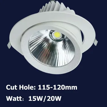 5vnt/daug 10W 20W 30W 40w Pritemdomi Reguliuojamas COB Gimable 360 Laipsnių Sukimosi LED Kamieno Downlight Embedded Patalpų Lubų Šviesos