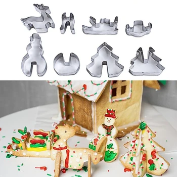 8PCs/ Set 3D Kalėdų Pyragas Cookie Cutter Pelėsių Minkštas Antspaudas Virtuvės Kepimo Pyragai, bandelės, Įrankiai, Tortas Dekoravimo Priemonės Velykų Dekoras