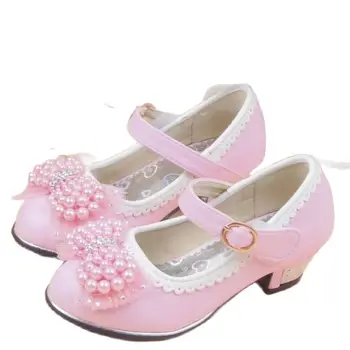 Aukščiausios kokybės, mados Mergaičių aukštos heele vaikų odos batus mados princesė pink batų Eur dydžio 26-37