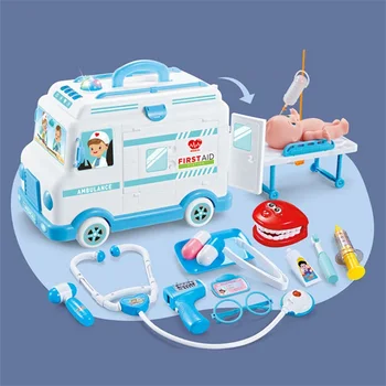 Baterija elektrinių plastiko greitosios pagalbos automobiliai žaislai vaikams apsimesti žaisti gydytojas žaislų rinkiniai