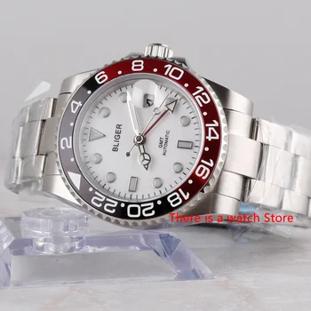 Bliger 40mm Automatinis Mechaninis laikrodis Vyrams Prabanga Sapphire Crystal Keraminis Bezel GMT Žiūrėti Šviesos Vandeniui Laikrodis Vyrams