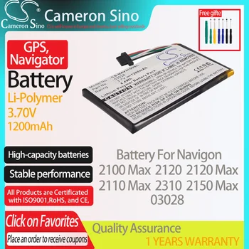 CameronSino Baterija Navigon 2100 Max 2120 2120 Max 2110 Max 2310 2150 Max telpa Navigon 03028 GPS,Navigatoriaus baterija 1200mAh