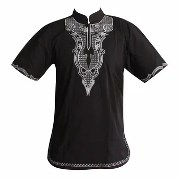 Dashiki Slim Pan-Afrikos Išsiuvinėti Naujausias Viršuje Genčių Etninės Succunct Hipių ropa hombre Viršuje Ankara Vintage marškinėliai рубашка