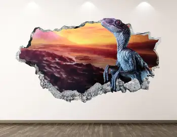 Dinozaurų Sienos Lipdukas - Vulkanas Gaisro 3D Sutriuškino Sienos Menas, Lipdukas Vaikai Kambario Dekoro Vinilo Namų Plakatas Užsakymą Dovana KD64