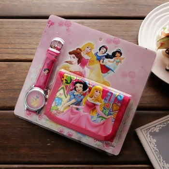 Disney naujų animacinių filmų princesė žiūrėti su piniginės gimtadienio dovana vaikams animacinių filmų žiūrėti nustatyti kvarcinis laikrodis lėlės priedai