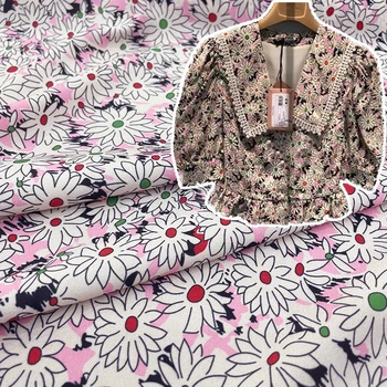 Europos ir Amerikos prekės ženklo pavasarį naują rožinė mažos chrizantemų atspausdintas šifono audinio minkštas apmušalas sijonas drabužių, marškinėlių audinys