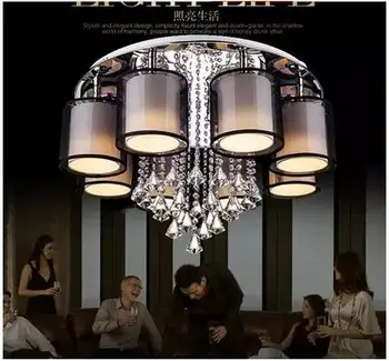 Europos stiliaus Lubų Šviesos atmosferą, restoranas lempos apvalios kristalų lempos kambarį lempos miegamasis multi galva juoda LU731347