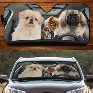 Juokinga Pekingese Šunų Šeimos Vairavimo Tėtis, Mama, Vaikai Šunų Mylėtojas Automobilių skėtį nuo saulės, Automobilio priekinio Stiklo Antveidis automobilio priekinio stiklo stoglangis