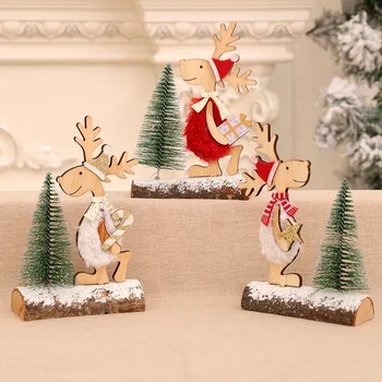 Kalėdinės Dekoracijos, Sniegas, Kalėdos Mediniai Papuošalai Navidad Medžio Elnias Trojos Mediniai 