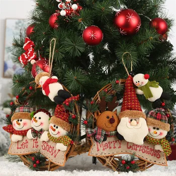 Kalėdų Eglutė Namų Dekoro Pakabukas - Linksmų Kalėdų Vainikas Rotango Ratas, Durų Apmušalai Vainikas Pakabukas Ornamentu Dekoro 30x30cm