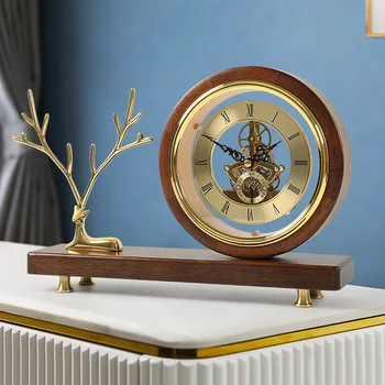 Kambarį stalo stalviršio, stalo laikrodis papuošalai namų puošybai kūrybinė imitacija, mechaninė medžio masyvo stalas laikrodis