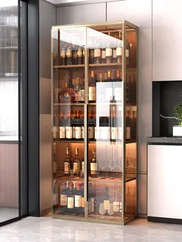 Kambarį Šviesos Prabangus Vyno Kabineto Aliuminio Lydinio, Stiklo Durys, Namų-stiliaus Saugojimo Nuo Sienos, Integruotas Laikymo