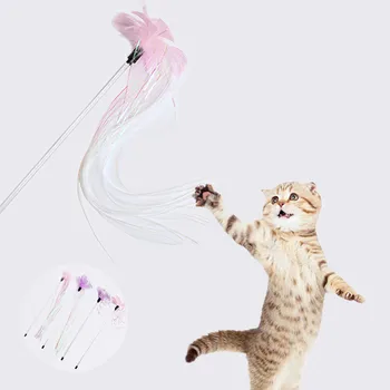 Kačių Žaislai, Plastikiniai Kačiukas Interaktyvus Funny Cat Stick Lazdele Žaidimas Lazdelė Plunksnų Stick Žaislas Naminių Reikmenys Katė Priedų