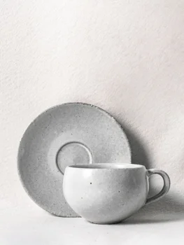 Keraminės Kavos Puodelis Ir Lėkštelė Nustatyti Retro Puodelis Tazas De CafÉ Mažas Prabangūs Europos Stiliaus Kavos Puodeliai Su Keramikos Ausis Arbatos Puodeliai