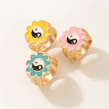 Korėjos Paprastų Mados Gėlių Apkalbų, Žiedai, 3 Vnt Japonijos Mielas Įdomus Chi, Žiedai, Papuošalai Mergaitėms Ir Moterų Šalis
