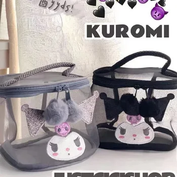 Kuromi Kawaii Siuvinėtų Pagalvių Daugiafunkcį Kosmetikos Maišą, Didelės Talpos Cute Girl Nešiojamų Animacinių Filmų Saugojimo Krepšys
