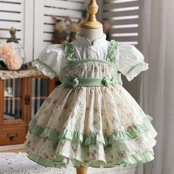 Kūdikių Mergaičių drabužius ispanijos Lolita princess boutique suknelė vasaros Kūdikiu suknelė cheongsam Gėlių Mergaitės suknelė Vaikų drabužiai