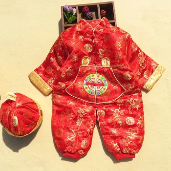 Kūdikių Žiemos Tango Atitiktų Naujus Metus Drabužius Rytų Stiliaus Laimingas Modelis Kūdikių Kinijos Tradicinių Kostiumų Jumpsuit Kepurės Kostiumai