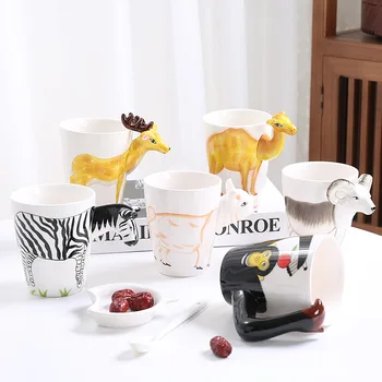 Kūrybinės Keramikos Puodelis 3D trimatis Gyvūnų Drinkware Didelės Talpos Pusryčiai Pieno Kavos Puodelio Draugas Suasmenintų Dovanų