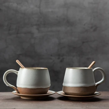 Kūrybos senovės stiliaus keramikos kavos puodelio Retro asmeninį keramikos, juodos arbatos puodelio