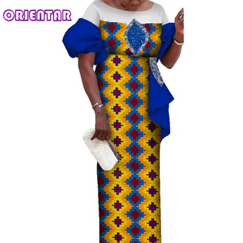Mados Afrikos Suknelės Moterims Afrikos Vaškas Spausdinti Suknelė Kratinys Tradicinių Afrikos Drabužių Dashiki Skraiste Africaine WY7365