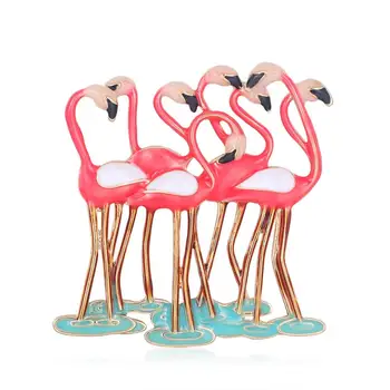 Mados Dizaino Flamingo Pink Emalio Paukščių Sagės Moterų, Vyrų Lydinio Gyvūnų Sagės, Segtukai, Pokylių Broche Dovana Šalikas Sagtis AL615