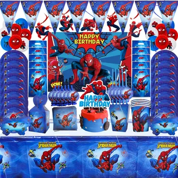 Marvel Spiderman Gimtadienio Dekoracijų Rinkinį Dsiposable Stalo Popierinės Servetėlės Plokštės Taurės Vaikams Su Gimtadieniu Prekes