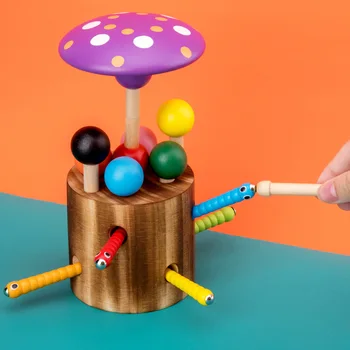 Medinė Spalvinga Dėlionė Rašybos Grybų Magnetinio Klaidą Žūklės Žaidimas žaislas Dėmesio Mokymo žaislas Montessori Medžiaga Švietimo žaislai