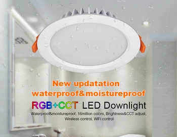 Miboxer 2.4 G RGB+BMT 15W Pritemdomi LED Downlight FUT069 Vandeniui IP54 vietoje šviesos AC86-265V Turas Reccessed Šviesos Vonios kambarys