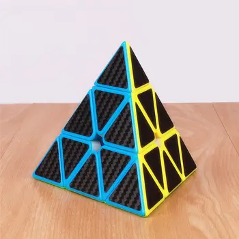 Moyu mofangjiaoshi piramidės magic cube Analog anglies pluošto lipdukai greitis kubeliai profesinės įspūdį piramidės, kubai žaislas trikampis