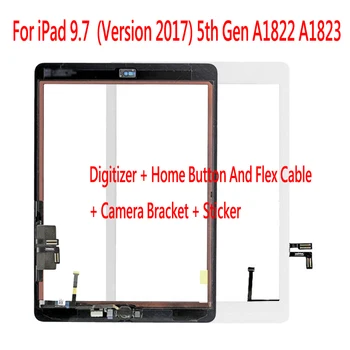 Naujas 5 Vnt 2017 A1822 A1823 5 5-os Kartos Jutiklinis Ekranas skaitmeninis keitiklis iPad 9.7 Priekinio Stiklo Skydelis Su home mygtuką kabelis