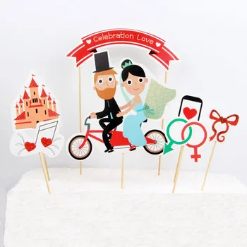 Naujas Animacijos 1Set Nuotaka&Jaunikis Cupcake Topper Nustatyti Vaikų Brithday Baby Shower Vestuves Pyragas Apdaila Tiekimo