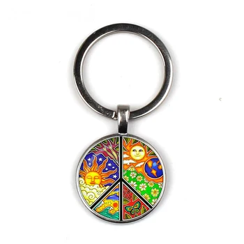 Nauji karšto bižuterijos logotipą, taikos keychain žavesio hipių key chain spalvinga taikos ženklas papuošalai moterų papuošalai pardavimui