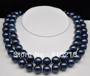 NEMOKAMAS PRISTATYMAS N616 Originali Dirbtiniu būdu išauginti 11-12mm AAA black pearl karoliai( 35 colių )