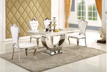 nerūdijančio plieno Valgomasis Rinkinys, Namų Baldai minimalistinio modernaus marmuro stalas ir 4 kėdės mesa de jantar muebles comedor