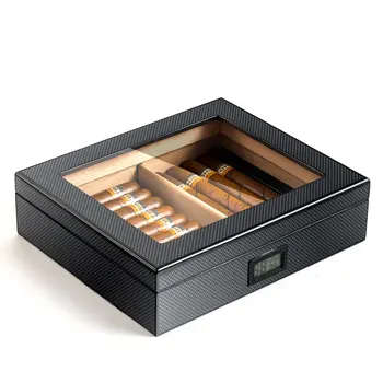 Nešiojamų Cigarų Spintelė Anglies Pluošto Humidoras Elektroninės Švieslentės, Pastovios Temperatūros Kedro Medienos Dėžė