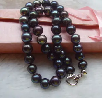 ORIGINALI 10-11mm gamtos tahitian pietų jūros juoda žalia perlų vėrinį 18