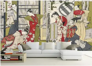 pasirinktinius nuotraukų freskos 3d tapetai sienos Japonų senovės samurajų grožio kambarį apdaila, panoraminis tapetai ant sienos
