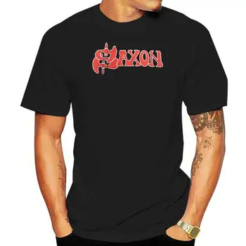 Saksonijos Oficialus T-Shirt Live Rock Classic Logotipas Backprint Britų Sunkiojo Metalo