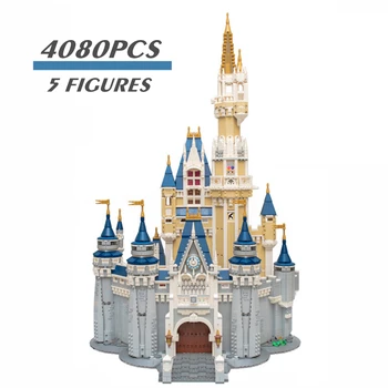 Tinka 71040 Disney 4080PCS 5 Skaičiai Princesė Miesto Pilis Draugų Namuose, Idėja Mickey Kūrimo Bloką Plytų Vaikas Žaislą Dovanų 16008