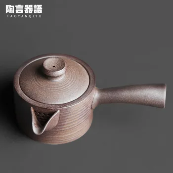 Uolienų kasyklos keramikos purvo pusėje rankena, rankų darbo arbatinukas retro keramikos asmenybės kung fu arbatos ceremonija plačiai burnos arbatos gamintojas vieną arbatos