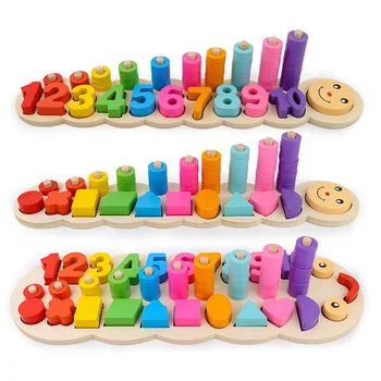Vaikams, Mediniai Montessori Porą Žaislų Išmokti Skaičiuoti Numerių Atitikimo Skaitmeninės Formos Rungtynių Pradžioje Švietimo Mokymo Matematikos Žaislai